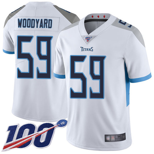 Tennessee Titans Limited White Men Wesley Woodyard Road Jersey NFL Football #59 100th Season Vapor Untouchable->tennessee titans->NFL Jersey